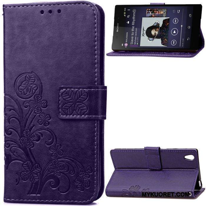 Kuori Sony Xperia Z2 Salkku Violetti Puhelimen Kuoret, Kotelo Sony Xperia Z2 Suojaus Kukka Murtumaton