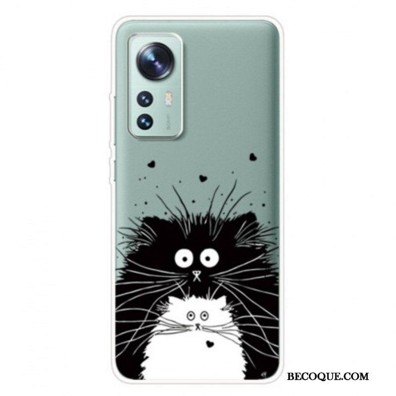 Kuori Xiaomi 12 Pro Silikoniset Mustavalkoiset Kissat