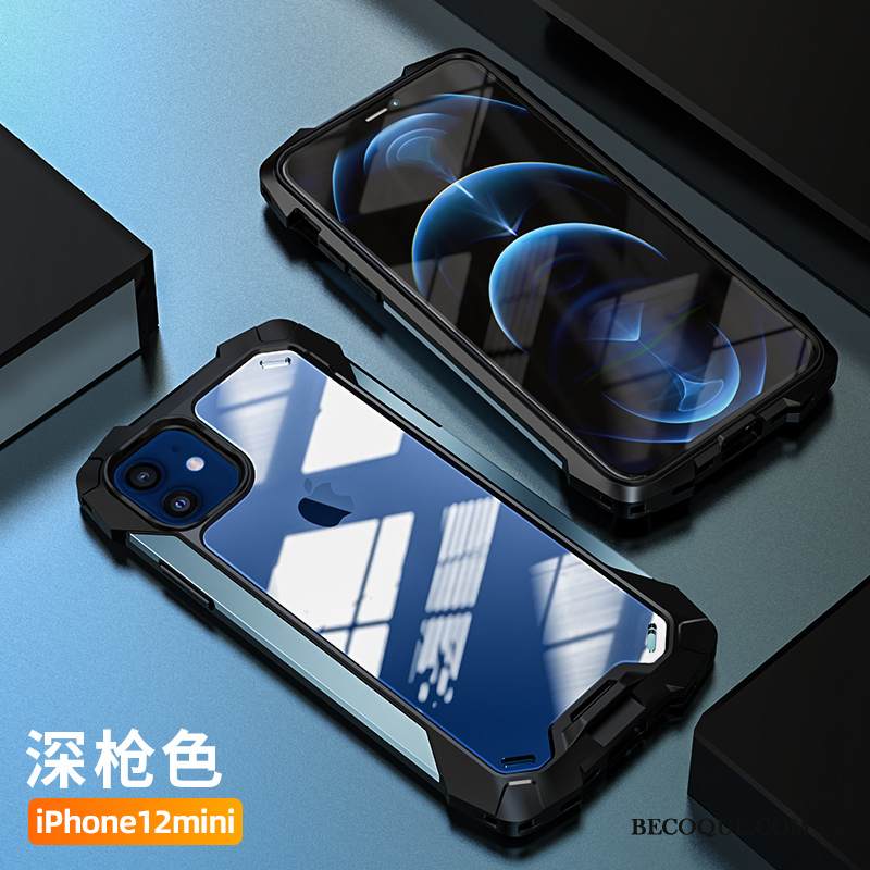 Kuori iPhone 12 Mini Metalli Uusi Läpinäkyvä, Kotelo iPhone 12 Mini Luova Murtumaton Sininen