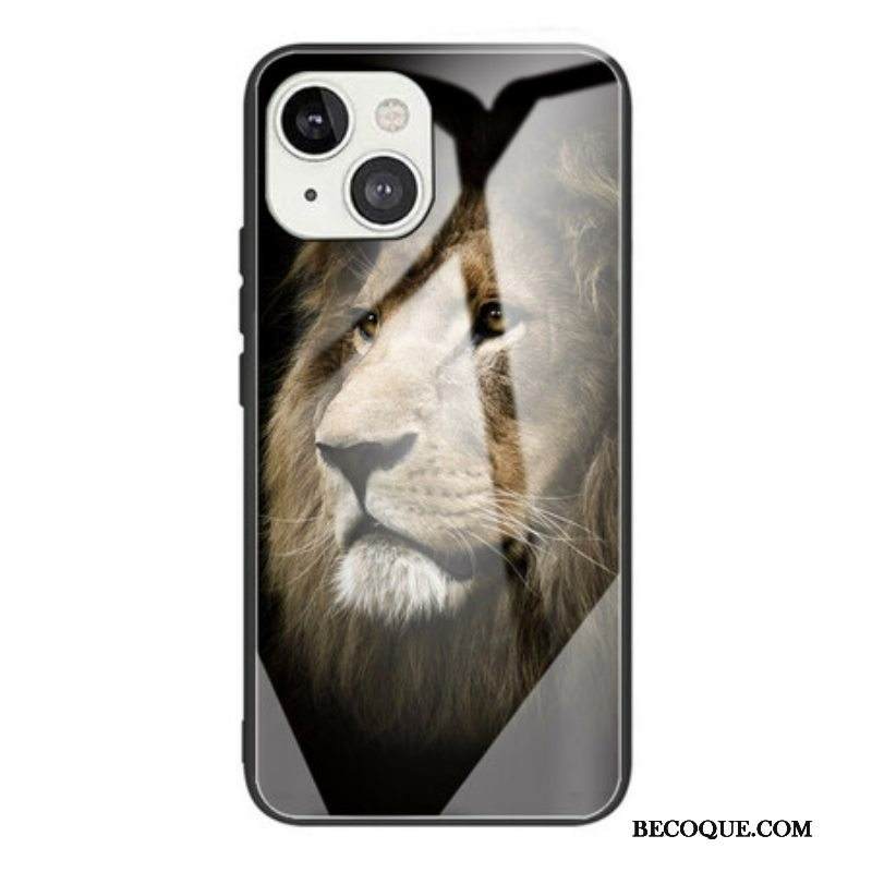 Kuori iPhone 13 Mini Lion Head Karkaistu Lasi