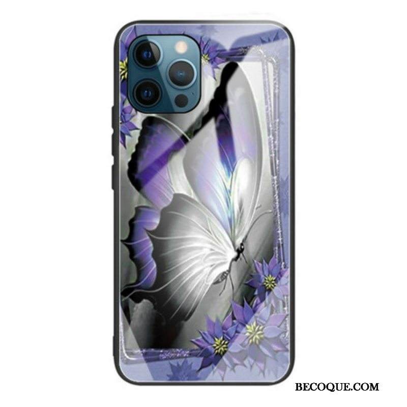 Kuori iPhone 13 Pro Purple Butterfly Karkaistu Lasi