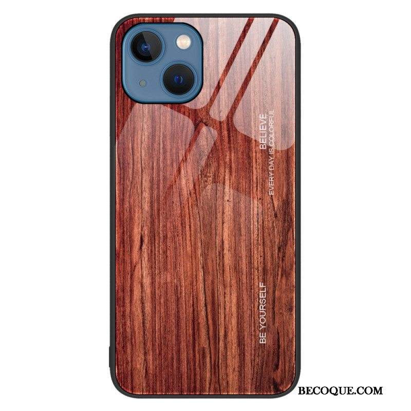Kuori iPhone 14 Wood Design Karkaistu Lasi