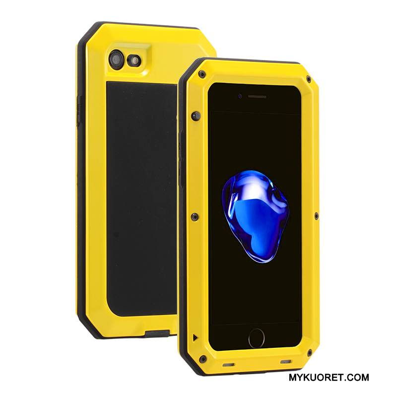 Kuori iPhone 6/6s Metalli Naamiointi Kolme Puolustusta, Kotelo iPhone 6/6s Silikoni Keltainen Murtumaton