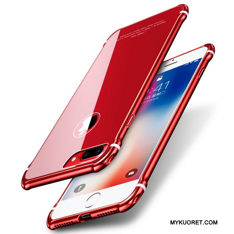Kuori iPhone 6/6s Plus Metalli Murtumaton Lasi, Kotelo iPhone 6/6s Plus Puhelimen Kuoret Punainen
