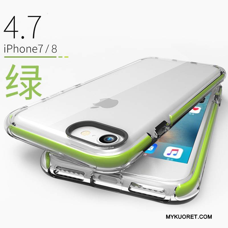 Kuori iPhone 8 Laukut Läpinäkyvä Puhelimen Kuoret, Kotelo iPhone 8 Pehmeä Neste Vihreä Murtumaton