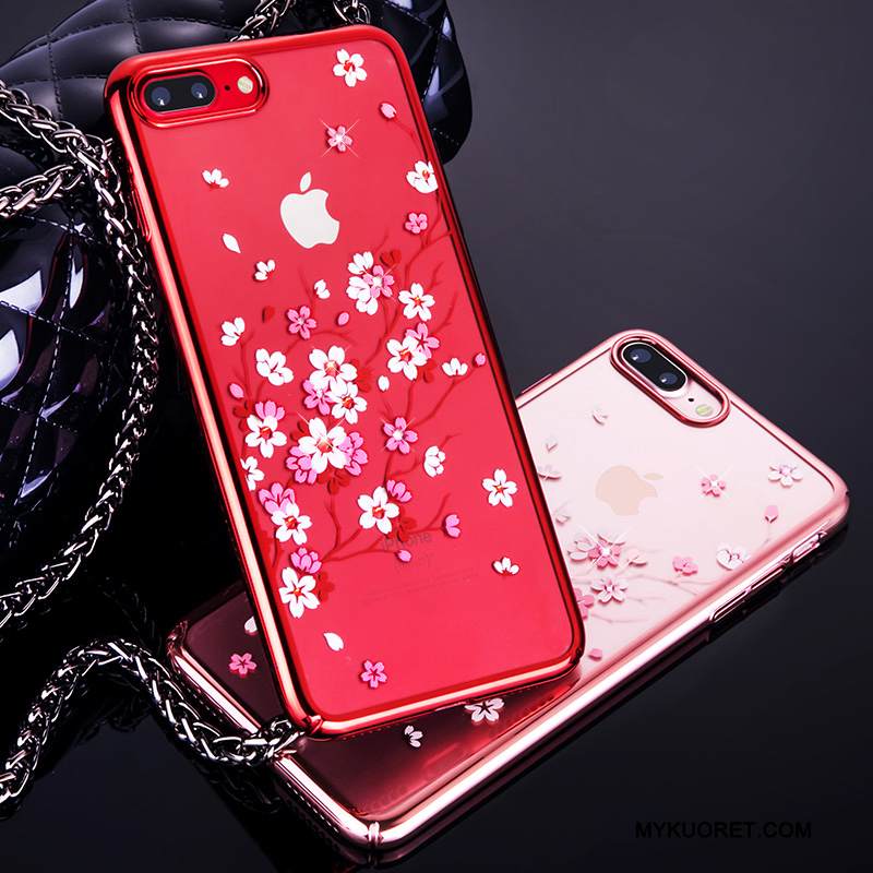 Kuori iPhone 8 Laukut Läpinäkyvä Punainen, Kotelo iPhone 8 Ylellisyys Puhelimen Kuoret