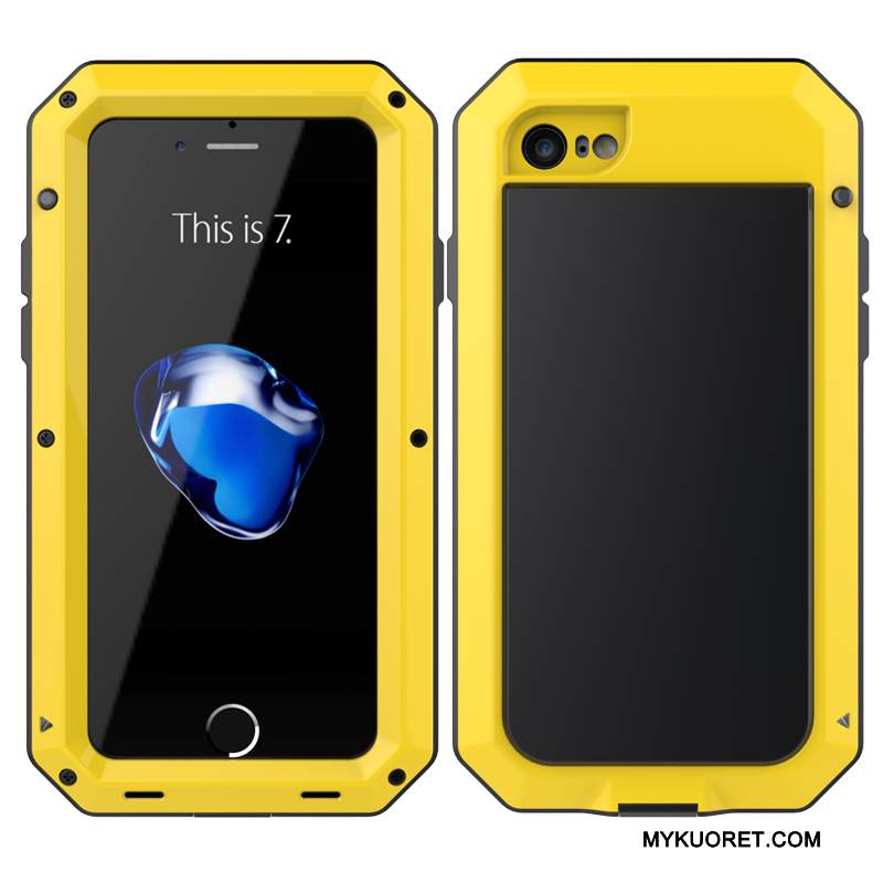 Kuori iPhone 8 Metalli Puhelimen Kuoret Naamiointi, Kotelo iPhone 8 Luova Vihreä Keltainen