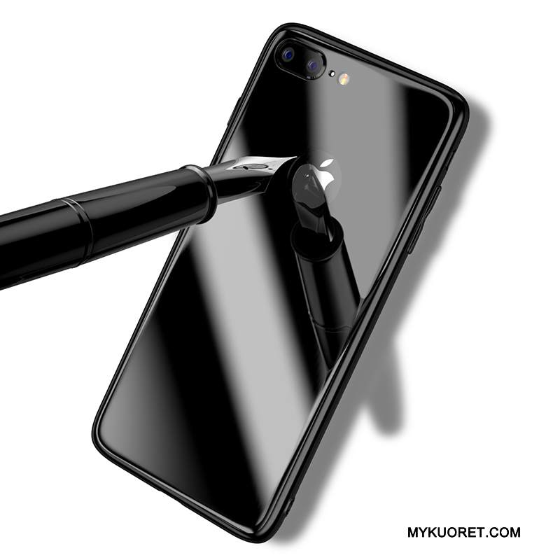 Kuori iPhone 8 Plus Laukut Lasi Puhelimen Kuoret, Kotelo iPhone 8 Plus Musta Karkaisu