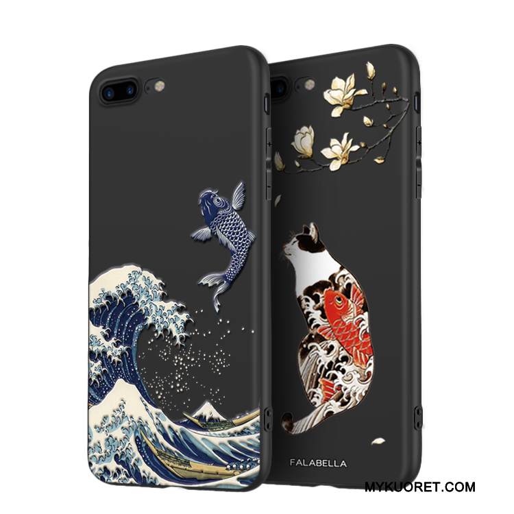 Kuori iPhone 8 Plus Pehmeä Neste Musta Murtumaton, Kotelo iPhone 8 Plus Laukut Kiinalainen Tyyli Uusi