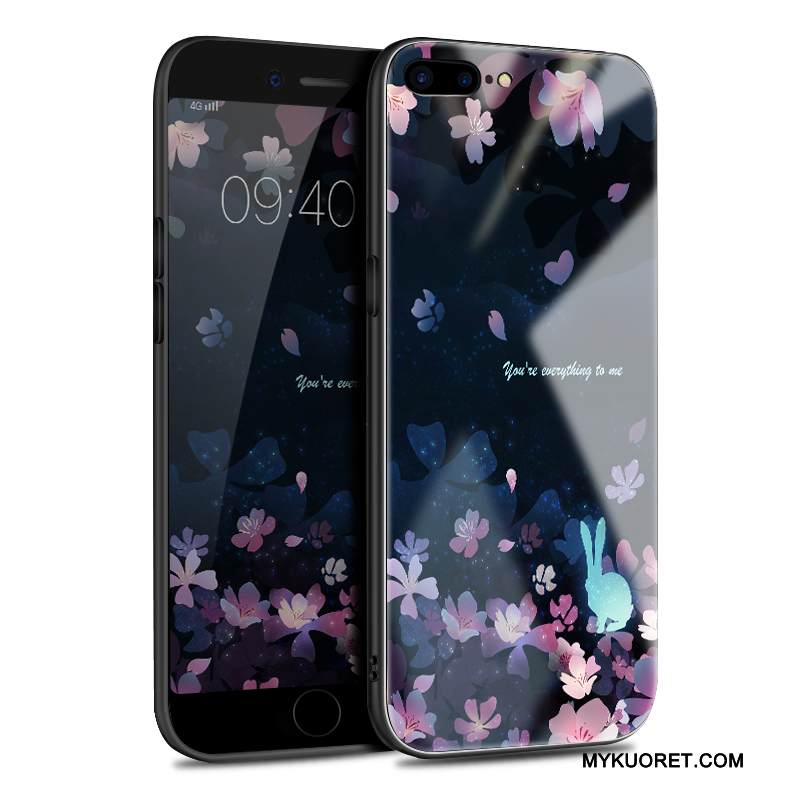 Kuori iPhone 8 Plus Silikoni Puhelimen Kuoret Lasi, Kotelo iPhone 8 Plus Musta Tide-brändi