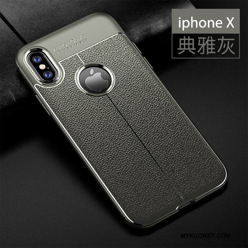 Kuori iPhone X Nahka Ohut Tide-brändi, Kotelo iPhone X Silikoni Ultra Murtumaton