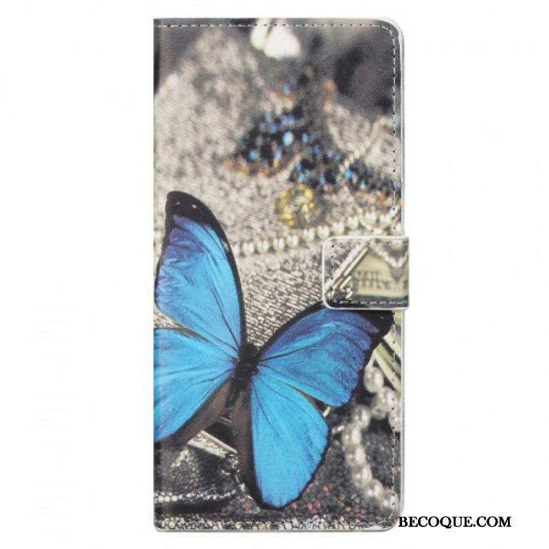 Nahkakotelo Samsung Galaxy M23 5G Sininen Perhonen
