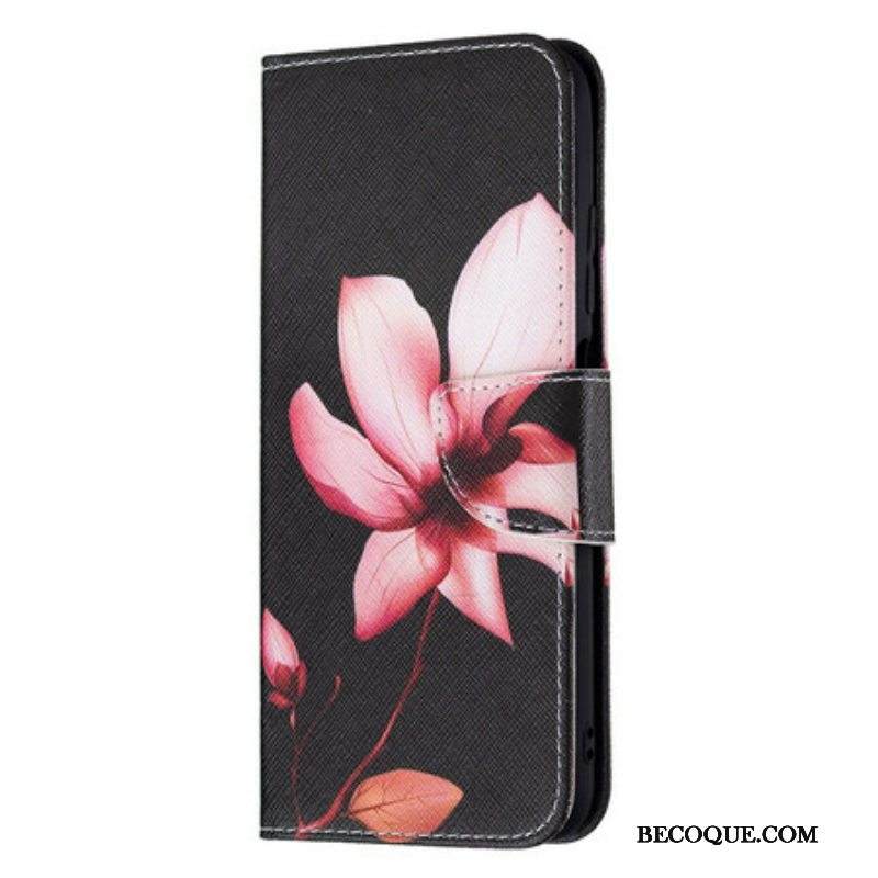 Nahkakotelo Xiaomi Redmi Note 10 5G Vaaleanpunainen Kukka