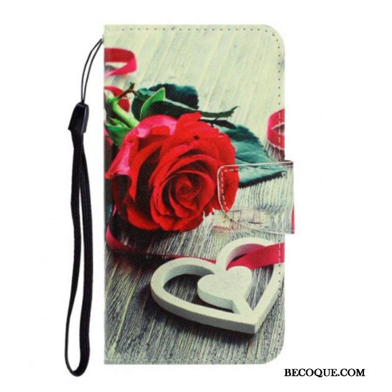Nahkakotelo Xiaomi Redmi Note 11 Pro Plus 5G Suojaketju Kuori Romanttinen Ruusu Hihnalla