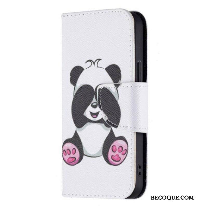 Nahkakotelo iPhone 13 Mini Panda Hauskaa