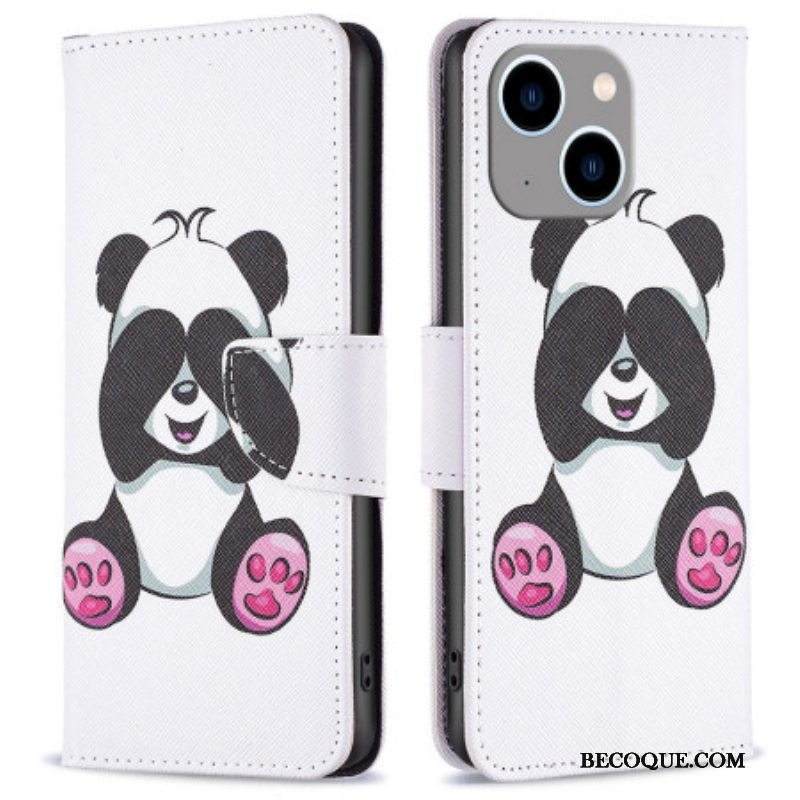 Nahkakotelo iPhone 14 Plus Panda Hauskaa