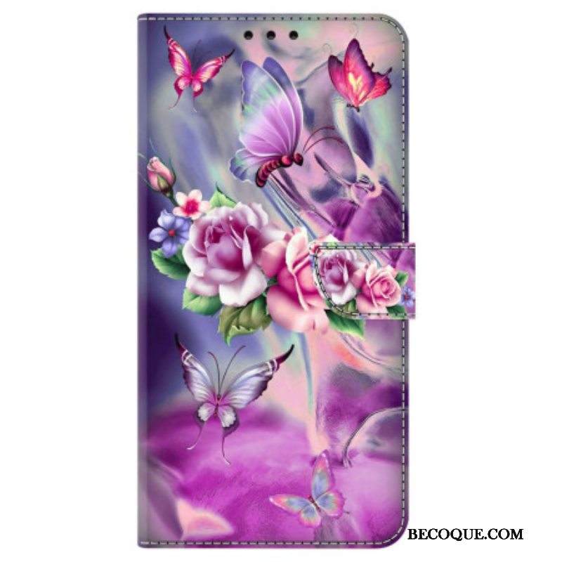Nahkakotelo iPhone 15 Pro Kauniita Kukkia