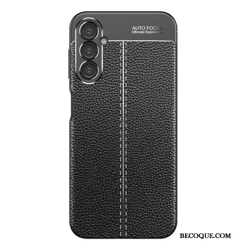 Case Samsung Galaxy A14 / A14 5G Kaksilinjainen Litsi-nahkaefekti