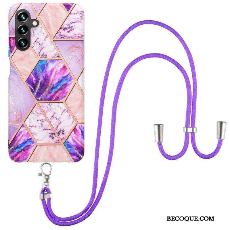 Case Samsung Galaxy A14 / A14 5G Kiristysnyörillä Marmoristyylinen Kiristysnyöri
