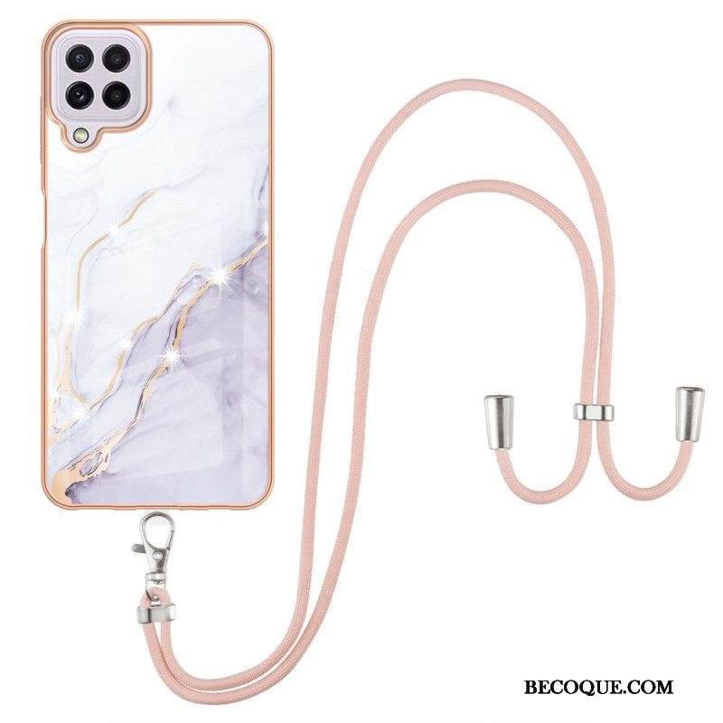 Case Samsung Galaxy M32 Kiristysnyörillä Johdon Marmorisuunnittelu