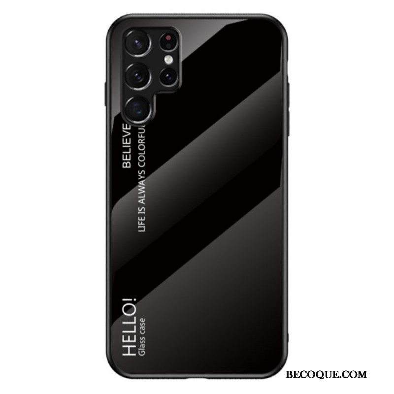 Case Samsung Galaxy S22 Ultra 5G Karkaistu Lasi Hello