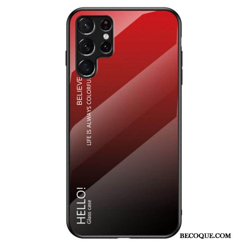 Case Samsung Galaxy S22 Ultra 5G Karkaistu Lasi Hello