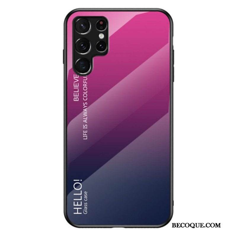 Case Samsung Galaxy S22 Ultra 5G Karkaistu Lasi Hello