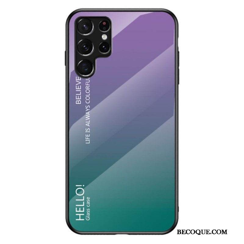 Case Samsung Galaxy S22 Ultra 5G Karkaistu Lasi Hello