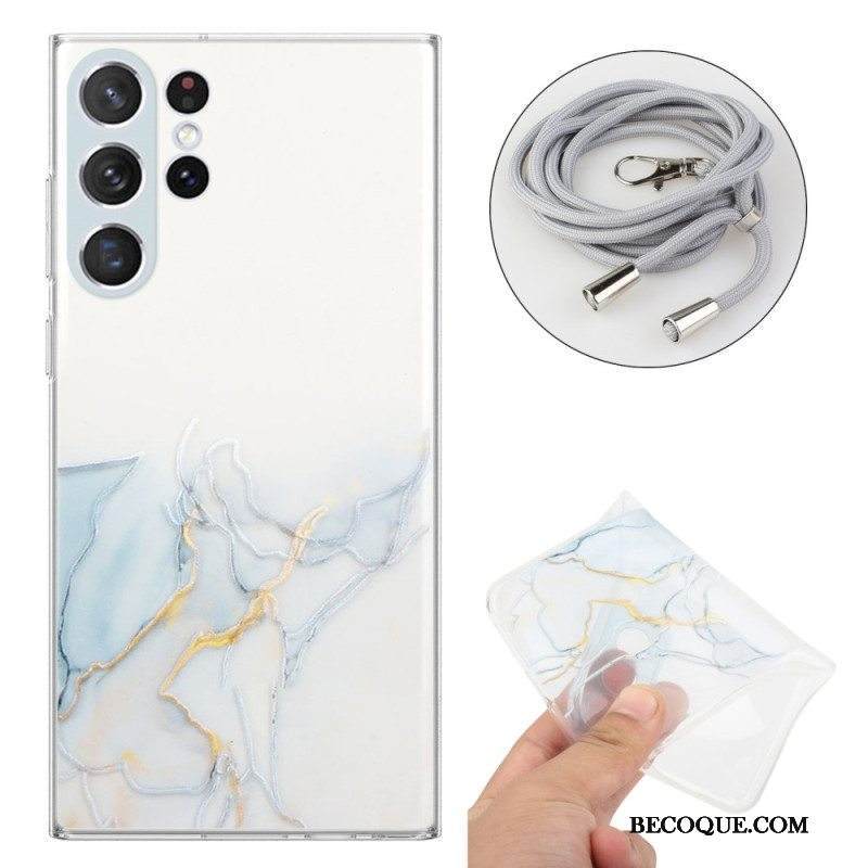 Case Samsung Galaxy S23 Ultra 5G Kiristysnyörillä Marmorijohdolla