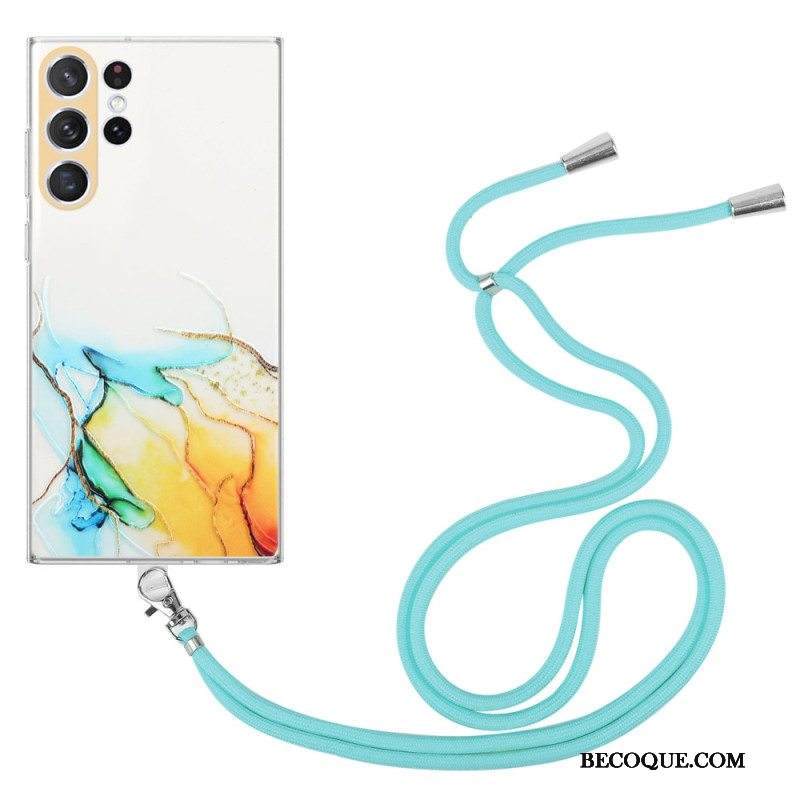 Case Samsung Galaxy S23 Ultra 5G Kiristysnyörillä Marmorijohdolla