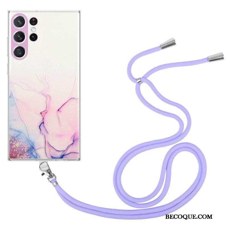 Case Samsung Galaxy S23 Ultra 5G Kiristysnyörillä Marmorijohdolla