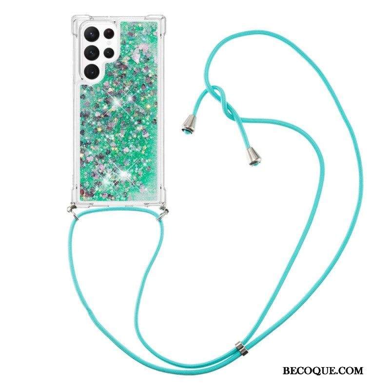 Case Samsung Galaxy S23 Ultra 5G Paljetteja Kiristysnyörillä