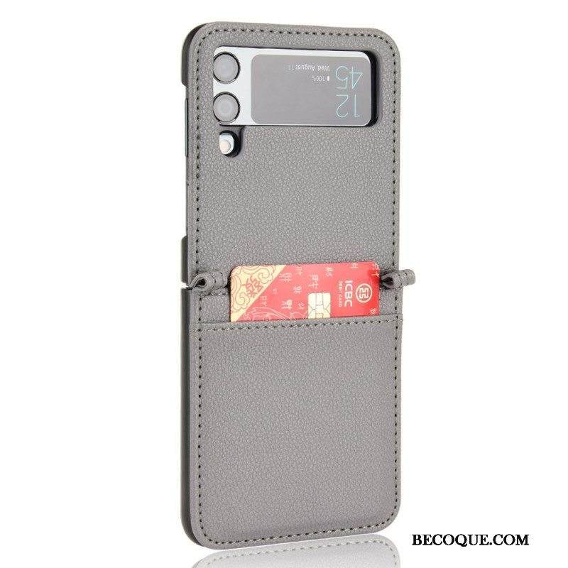Case Samsung Galaxy Z Flip 3 5G Kotelot Flip Tyylikäs Litsi-nahkainen Korttikotelo
