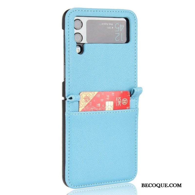 Case Samsung Galaxy Z Flip 3 5G Kotelot Flip Tyylikäs Litsi-nahkainen Korttikotelo