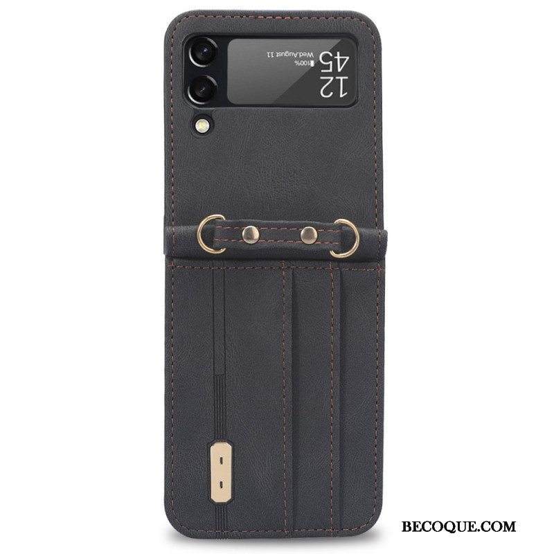 Case Samsung Galaxy Z Flip 3 5G Kotelot Flip Tyylikäs Nahkainen Korttikotelo Ja Kaulanauha