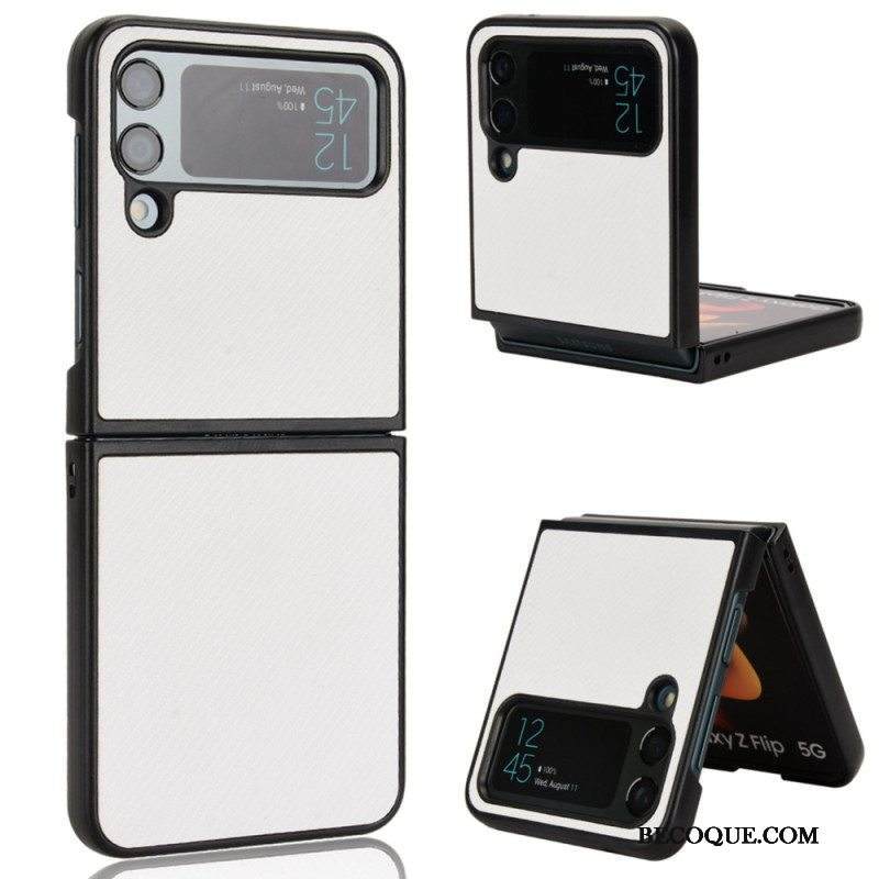 Case Samsung Galaxy Z Flip 4 Kotelot Flip Nahkavaikutteinen Hiilikuiturakenne