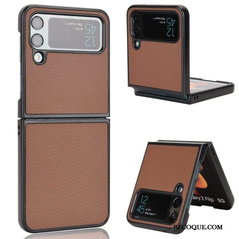 Case Samsung Galaxy Z Flip 4 Kotelot Flip Nahkavaikutteinen Hiilikuiturakenne