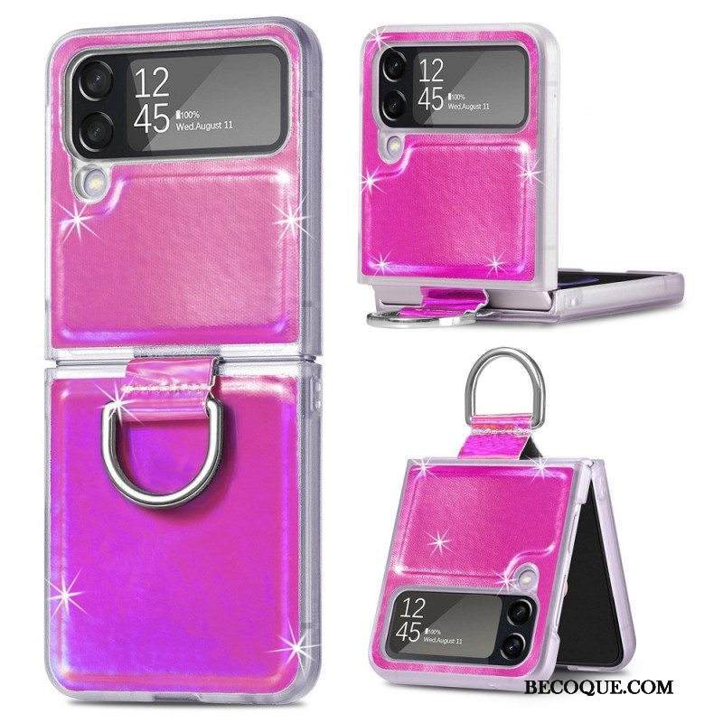 Case Samsung Galaxy Z Flip 4 Kotelot Flip Sähköiset Värit Ja Rengas