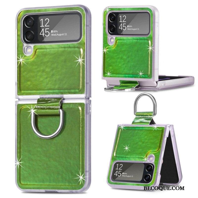 Case Samsung Galaxy Z Flip 4 Kotelot Flip Sähköiset Värit Ja Rengas