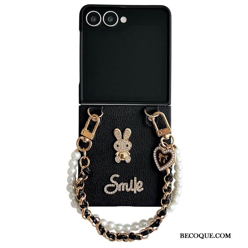 Case Samsung Galaxy Z Flip 7 Puhelinkuoret Hymiöpupu Rannekkeella