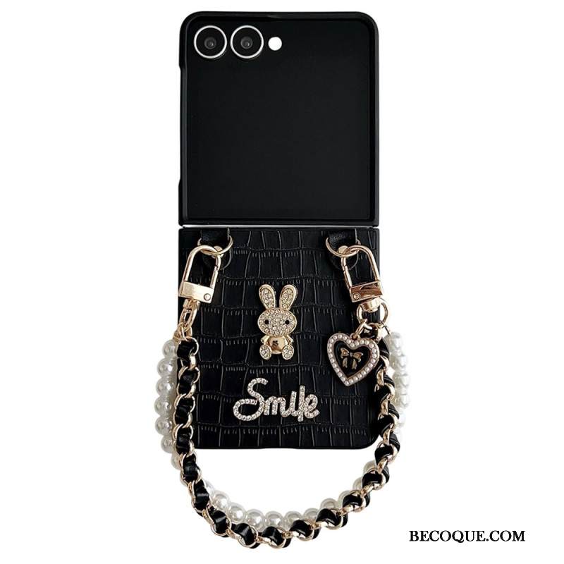 Case Samsung Galaxy Z Flip 7 Puhelinkuoret Hymiöpupu Rannekkeella