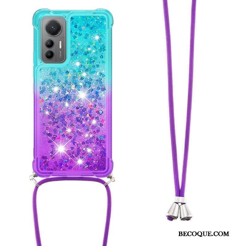 Case Xiaomi 12 Lite Kiristysnyörillä Glitter Silikoni Johto
