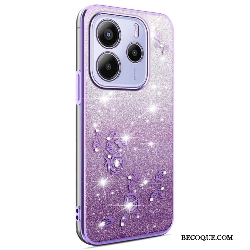 Case Xiaomi Redmi Note 14 4g Puhelinkuoret Liukuvärjätyt Kukat Kimallus