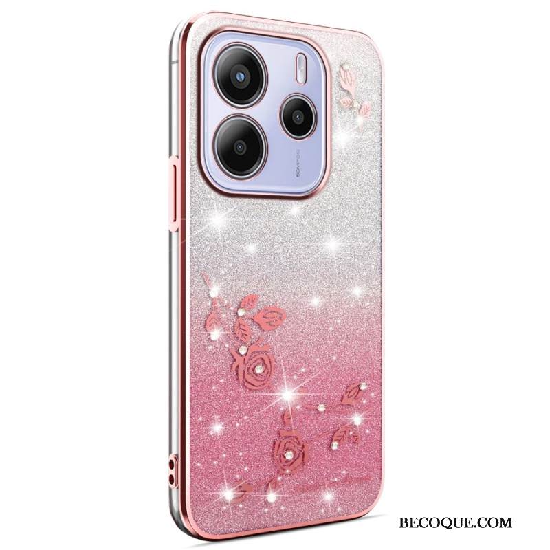 Case Xiaomi Redmi Note 14 4g Puhelinkuoret Liukuvärjätyt Kukat Kimallus