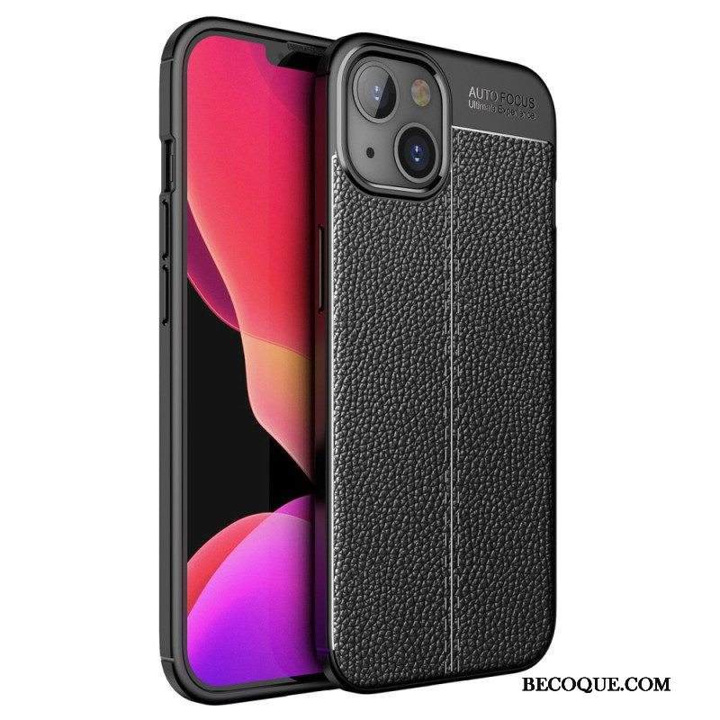 Case iPhone 14 Plus Kaksilinjainen Litsi-nahkaefekti