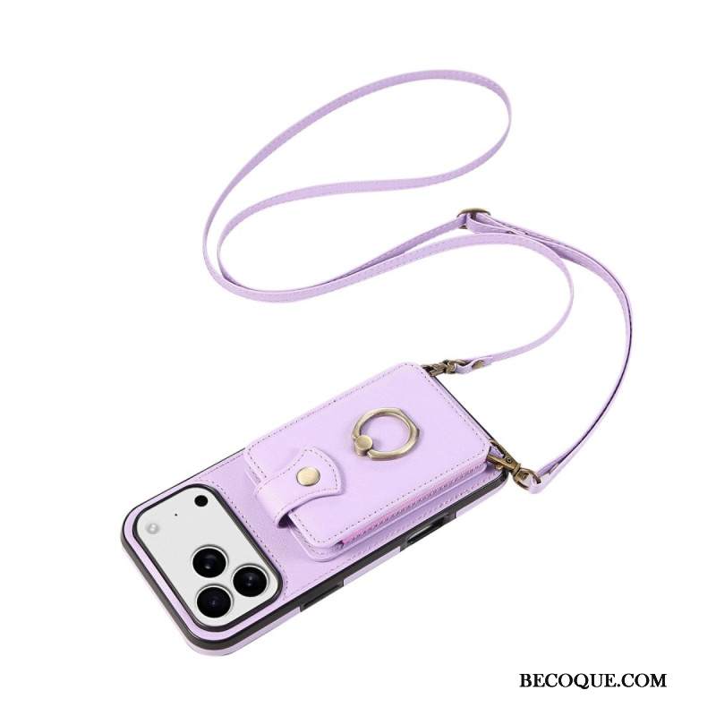 Case iPhone 17 Pro Max Puhelinkuoret Nahkakuvioinen Korttikotelo Ja Rannehihna