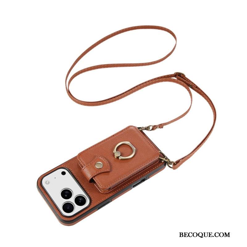 Case iPhone 17 Pro Max Puhelinkuoret Nahkakuvioinen Korttikotelo Ja Rannehihna