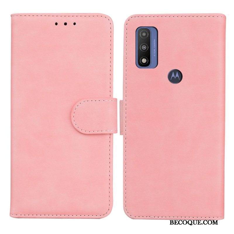 Flip Case Moto E40 / E30 / E20 Yksivärinen Nahkaefekti