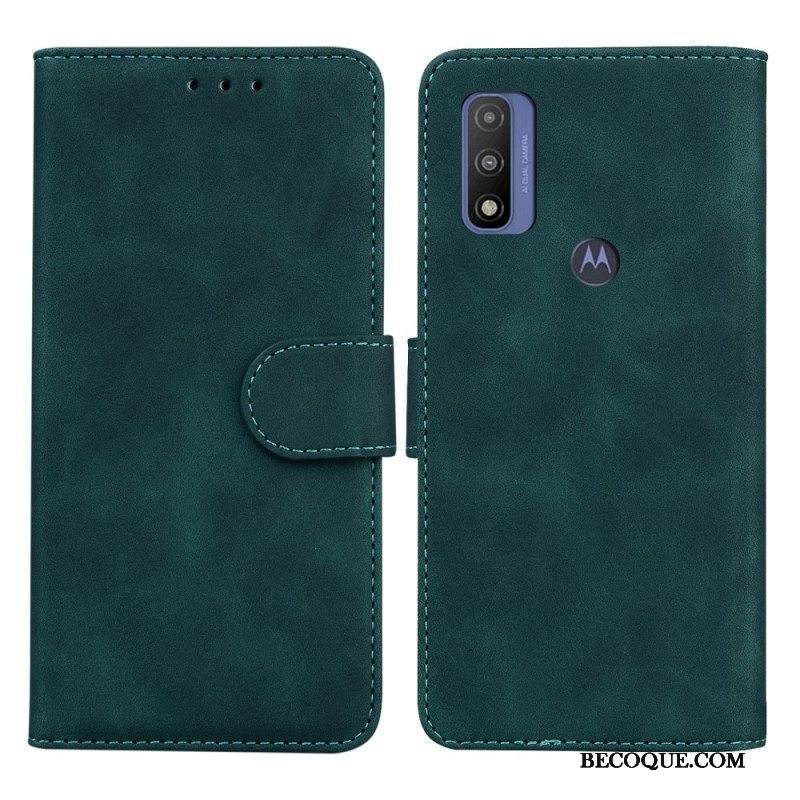 Flip Case Moto E40 / E30 / E20 Yksivärinen Nahkaefekti