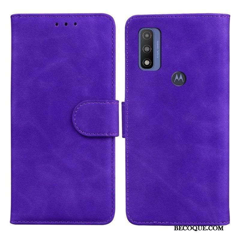 Flip Case Moto E40 / E30 / E20 Yksivärinen Nahkaefekti